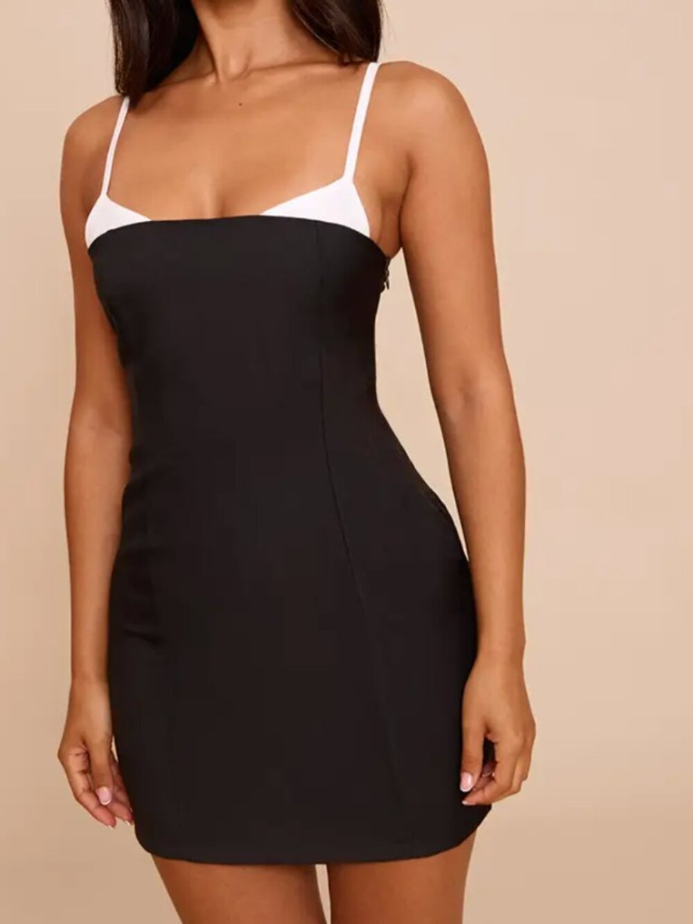 PrettyLittleThing Black Strappy Woven Mini Dress NWT Size 6